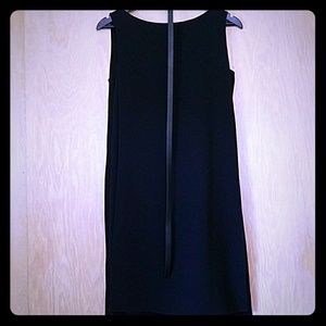 Black crepe dress with belt